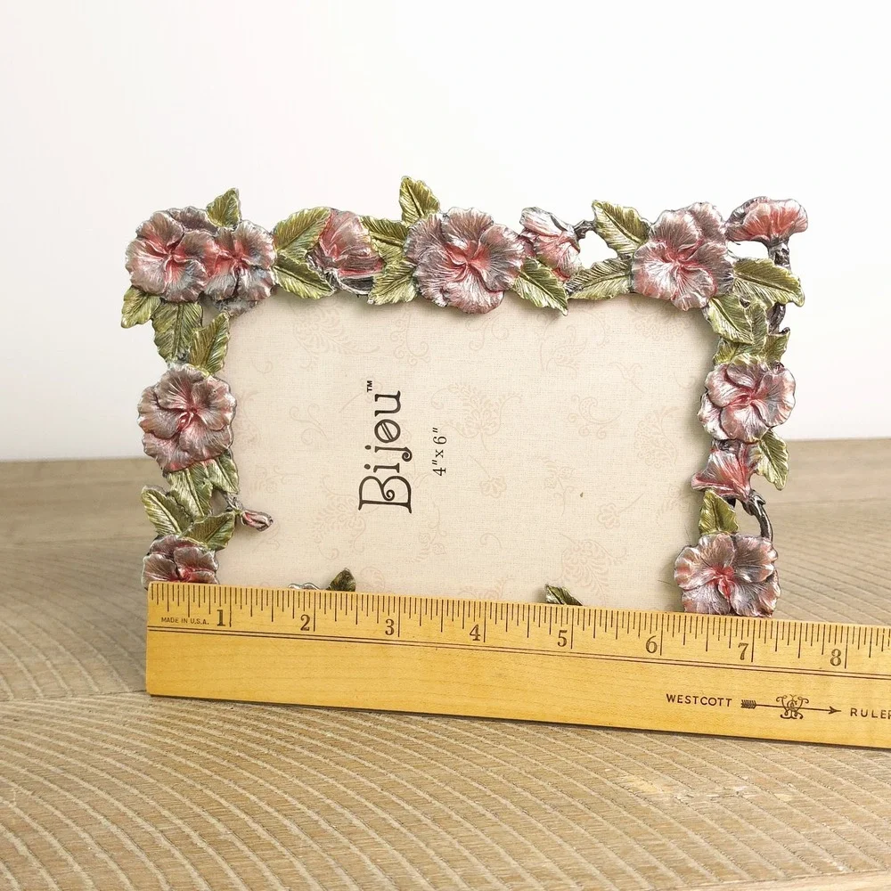 Bijou Picture Frame Flowers Enamel Floral Portrait Frame 4x6